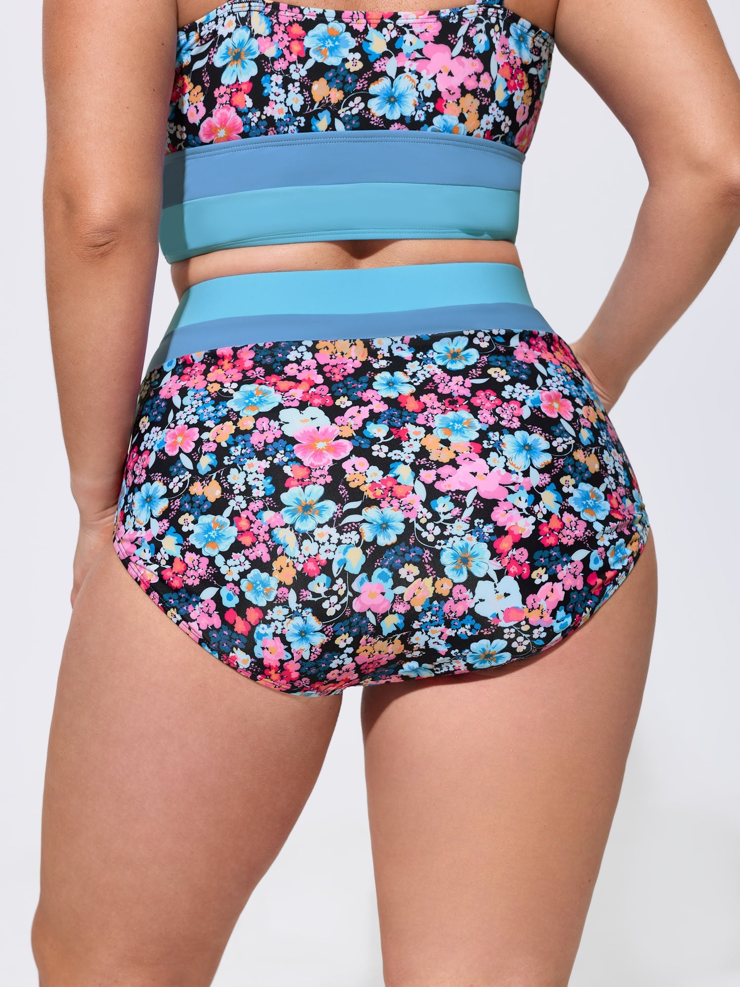 Floral Print Color Contrast Bikini Bottoms