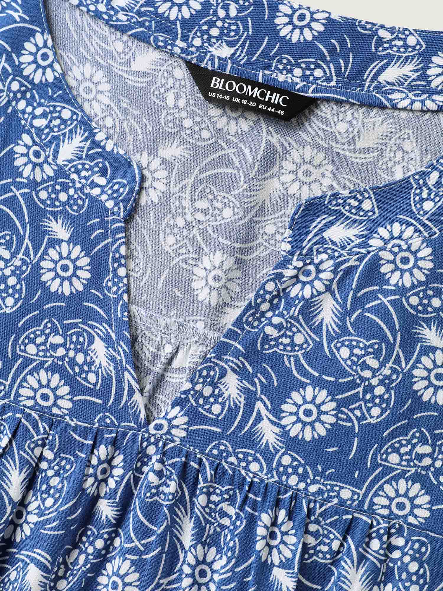 Floral Print Quarter Sleeve Blouse