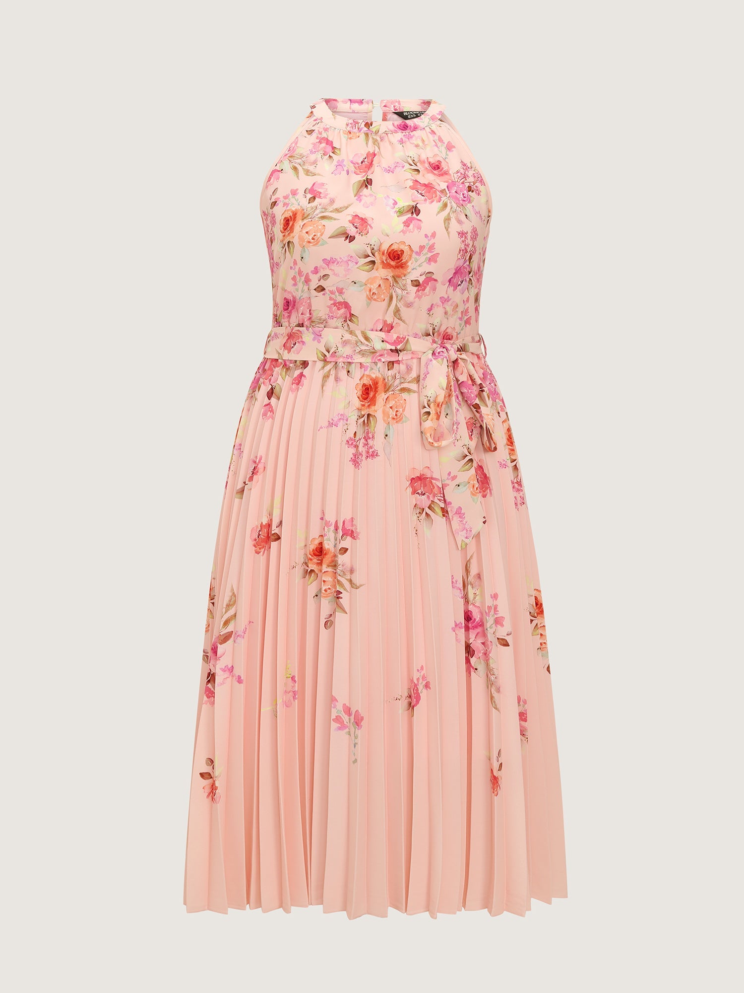 Floral Print Pleated Skirt Midi Dress