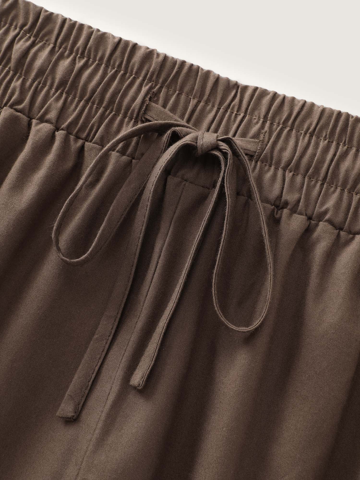 Cotton Drawstring Waist Capri Pants
