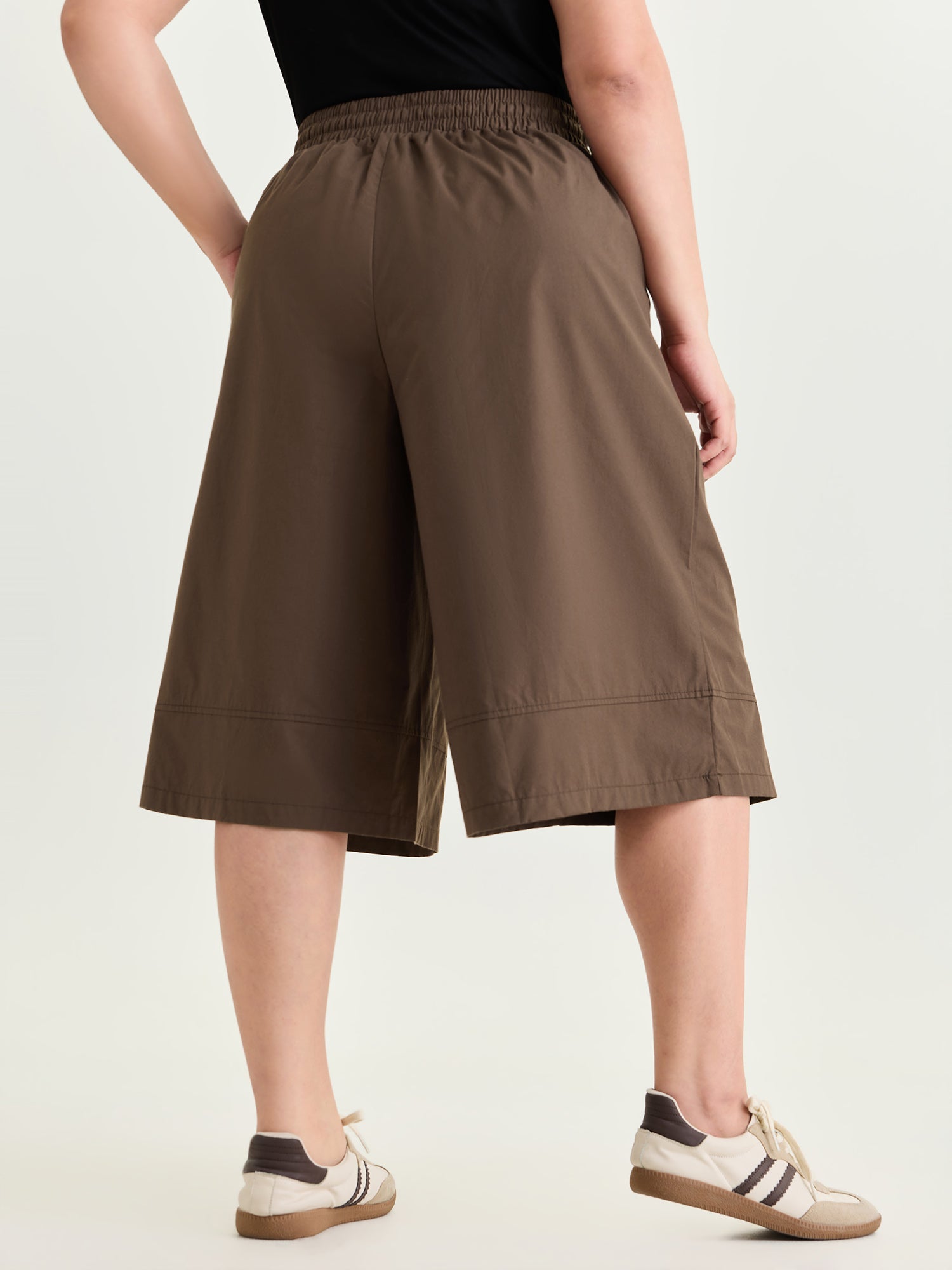 Cotton Drawstring Waist Capri Pants