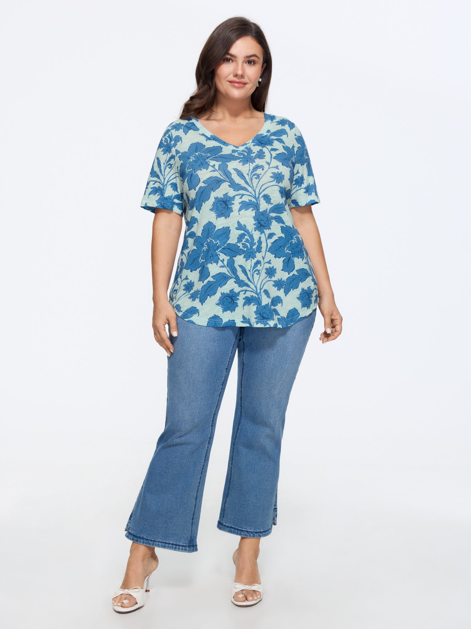 Floral Print V-Neck T-Shirt