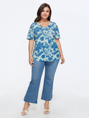Floral Print V-Neck T-Shirt