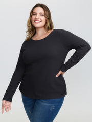 Ribbed Round Neck Cozy T-Shirt