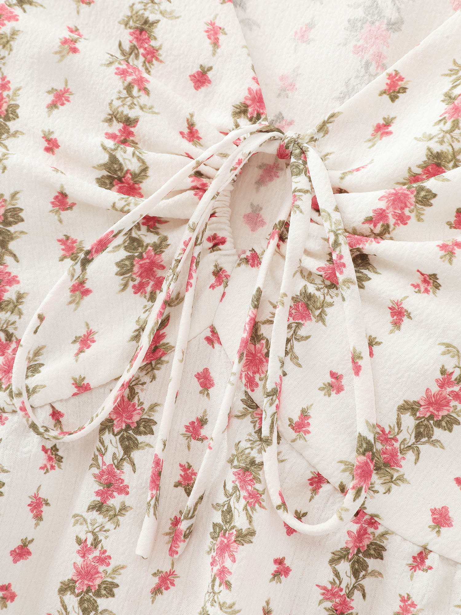 Floral Striped Adjustable Drawstring Blouse