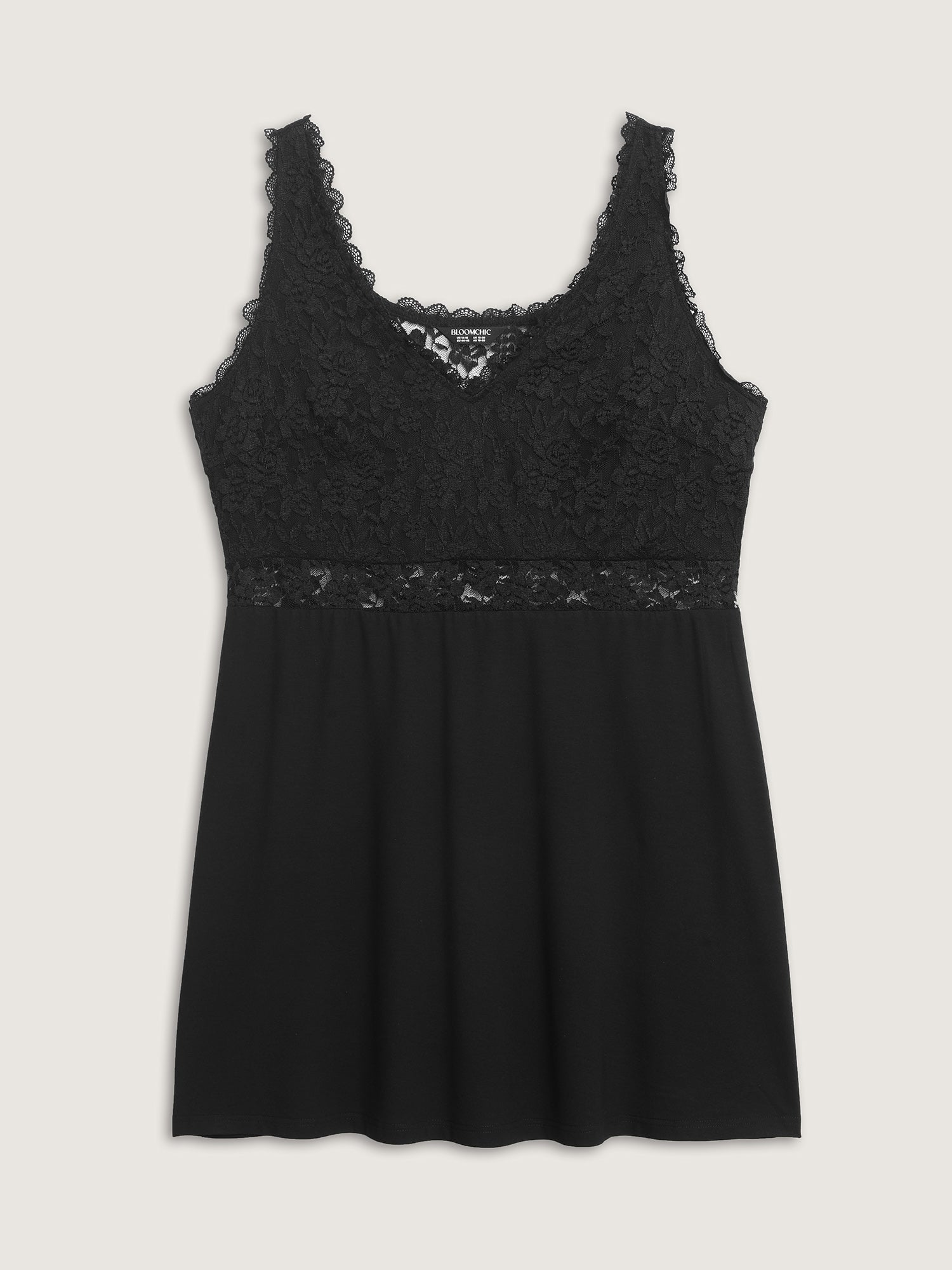Lace Trim Semi-Sheer Waist Nightgown