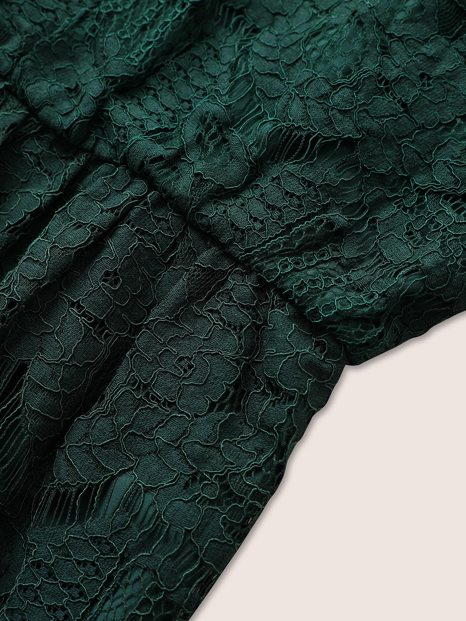 Solid Lace Patchwork Elastic Waist Blouse