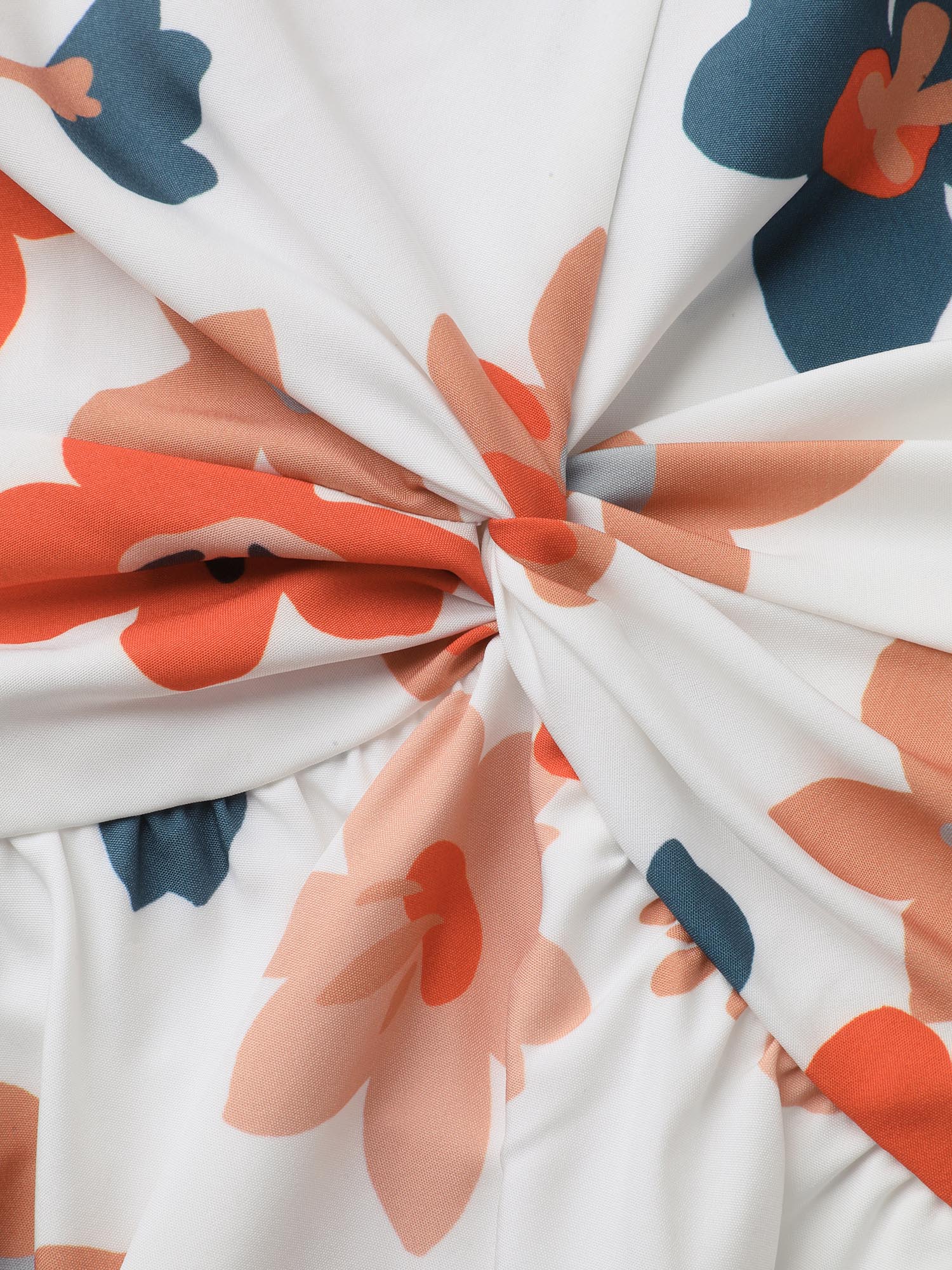 Sweet Floral Front-Twist Lined Midi Dress