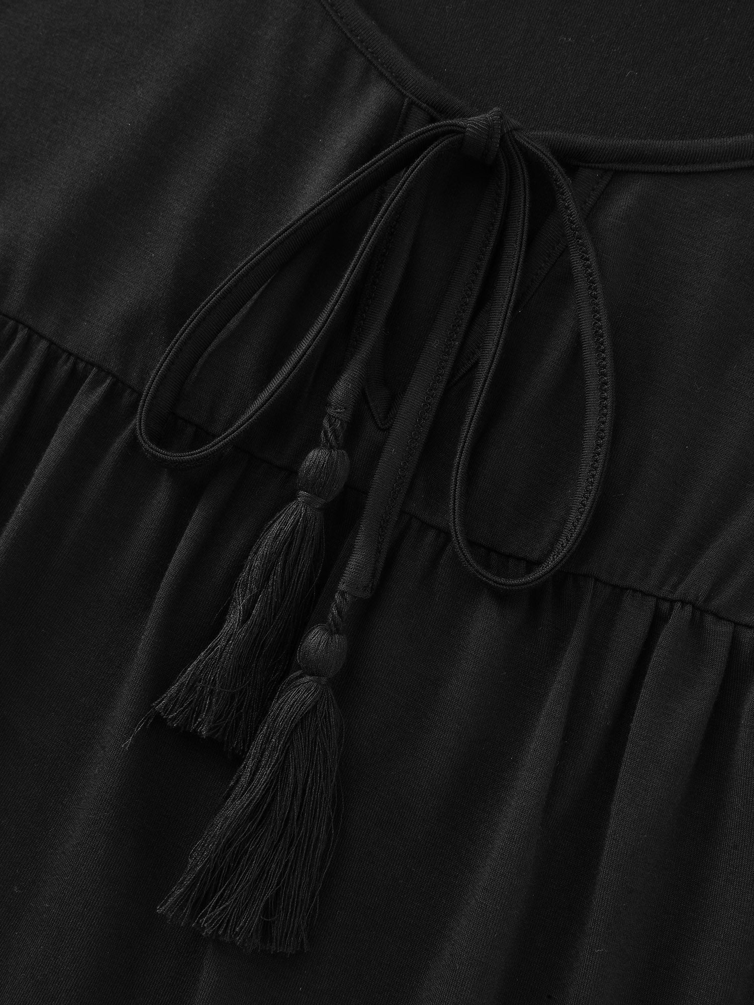 Supersoft Tassel Trim Neckline Knit Top