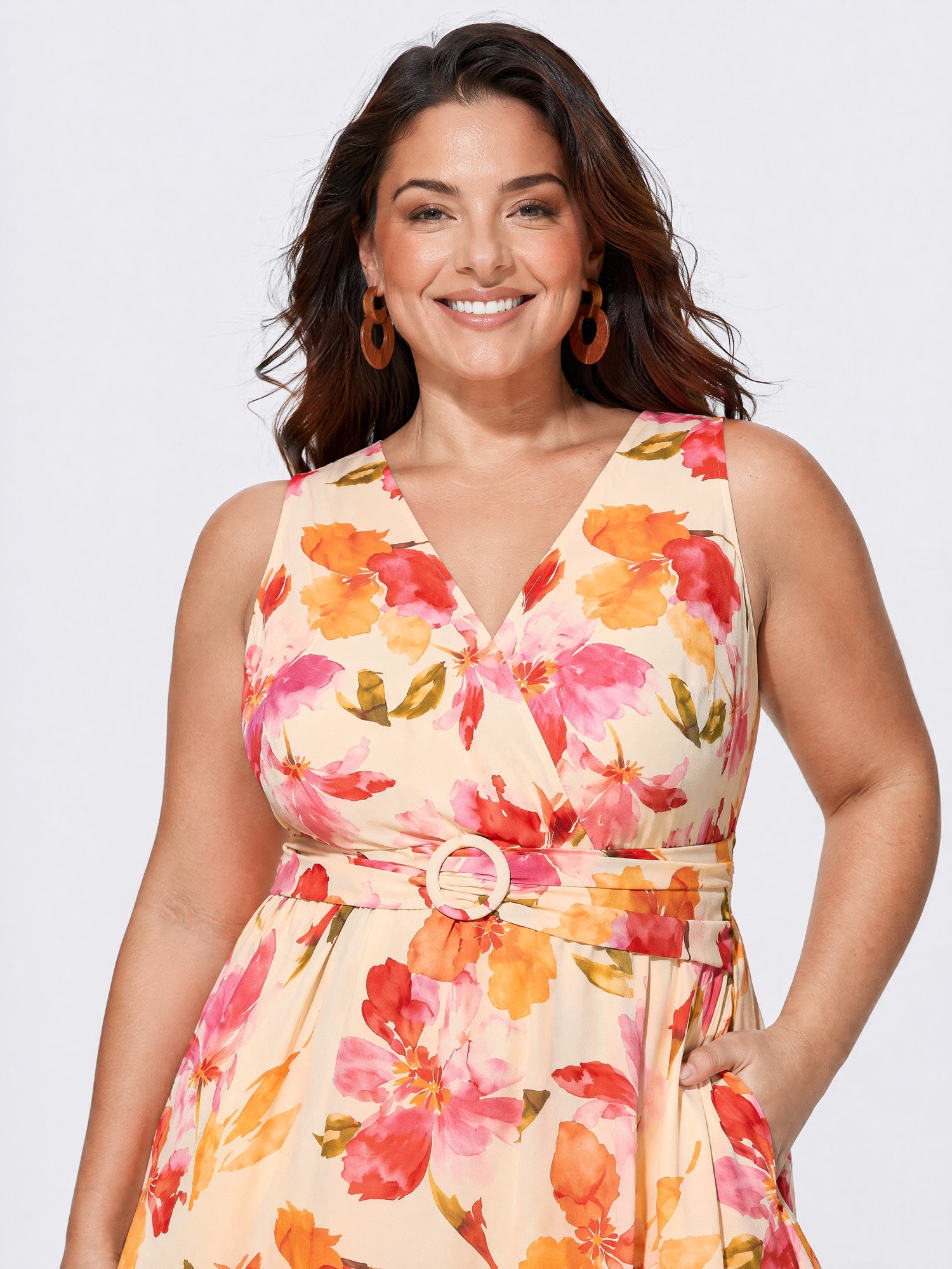 Supersoft Floral Print Split Hem Midi Dress