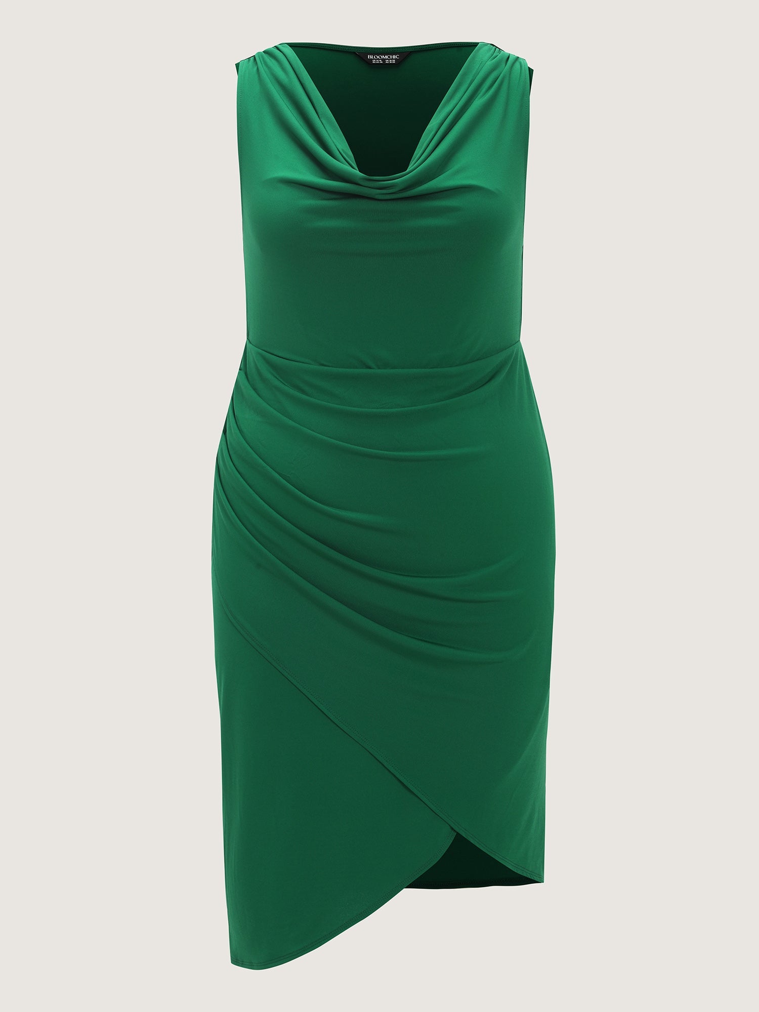 Cowl Neckline Ruched Midi Dress