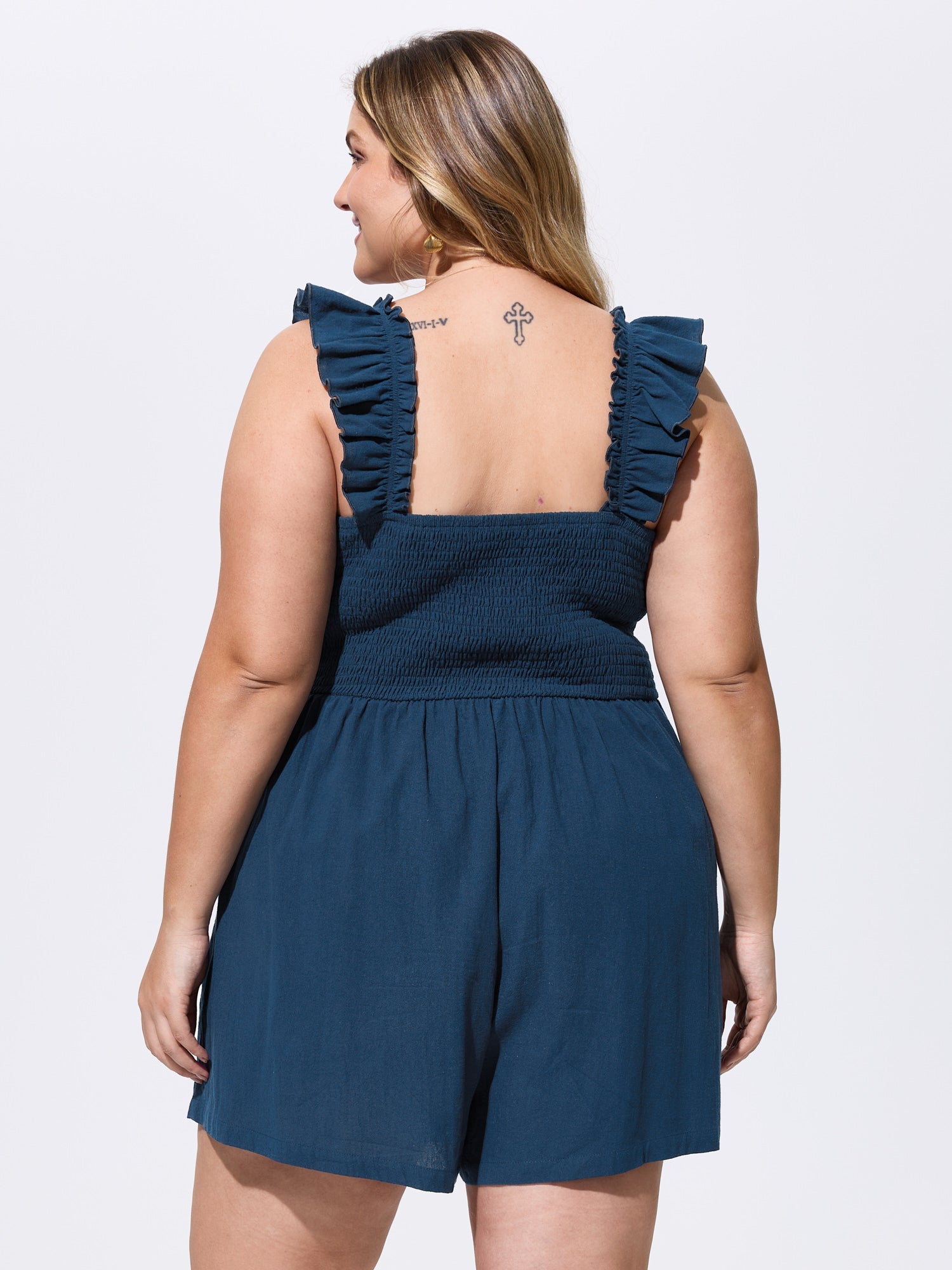 Cotton Ruffled Straps Sweetheart Neckline Romper