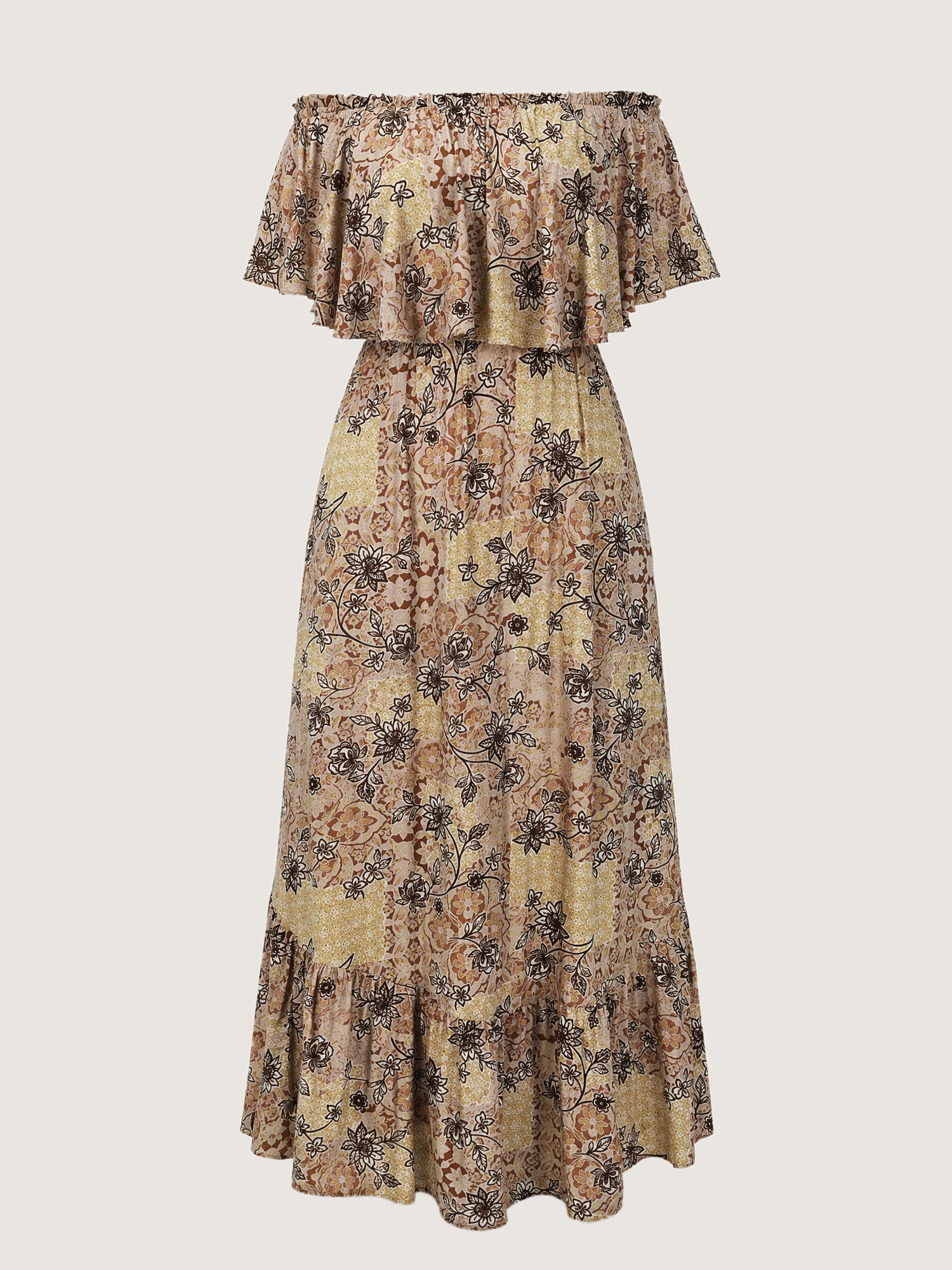 Floral Print Layered Pockets Maxi Dress