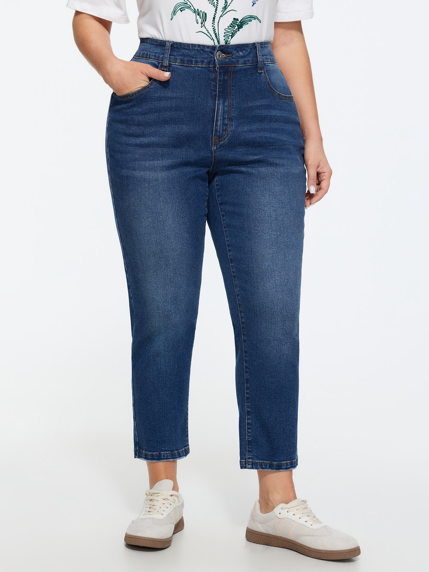 Stretchy High-Rise Cropped Jeans