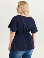Flared Sleeve Pleated Waist Blouse