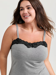 Supersoft Contrast Lace Slit Nightgown