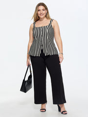 Stretchy Striped Print Square Neckline Tank Top