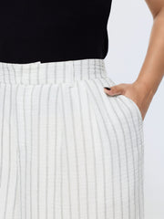 Sheer Lined Striped Print Jogger Pants