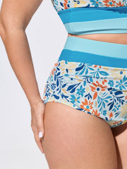 Floral Print Color Contrast Bikini Bottoms