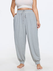 Cotton Stretchy Striped Print Pockets Lounge Bottoms