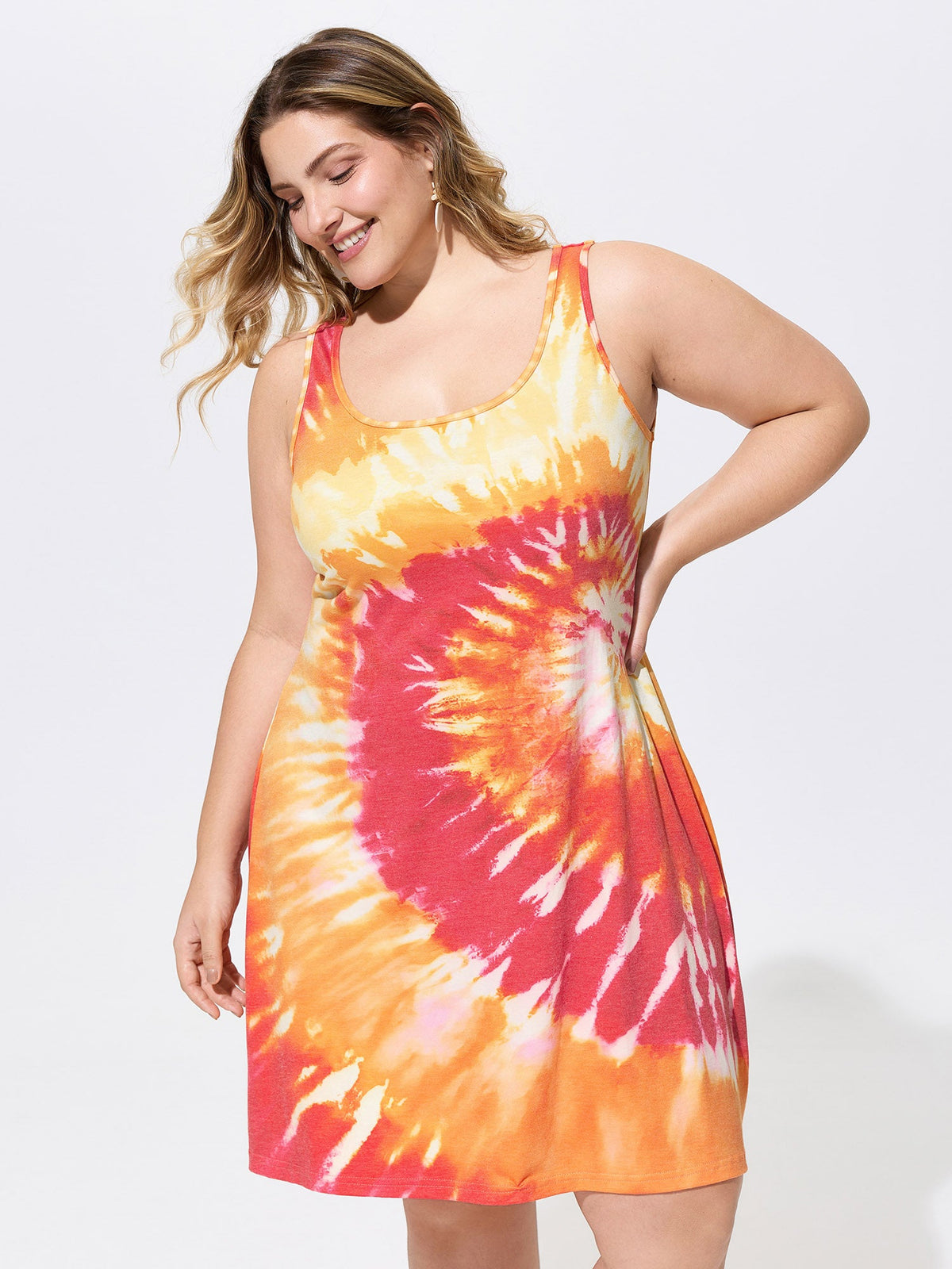 Stretchy Tie-Dye Effect Sleeveless Mini Knit Dress