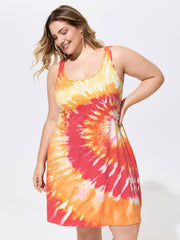 Stretchy Tie-Dye Effect Sleeveless Mini Knit Dress
