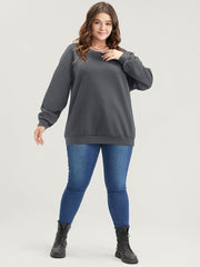 Solid Textured Drop Shoulder Sweatshirt