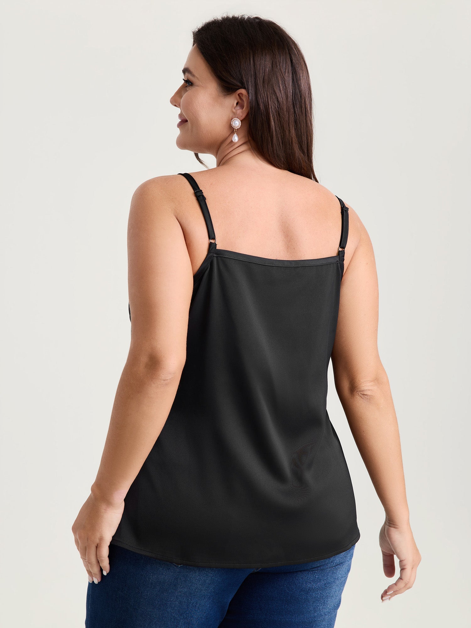 Flirty Lace Neckline Plain Tank Top