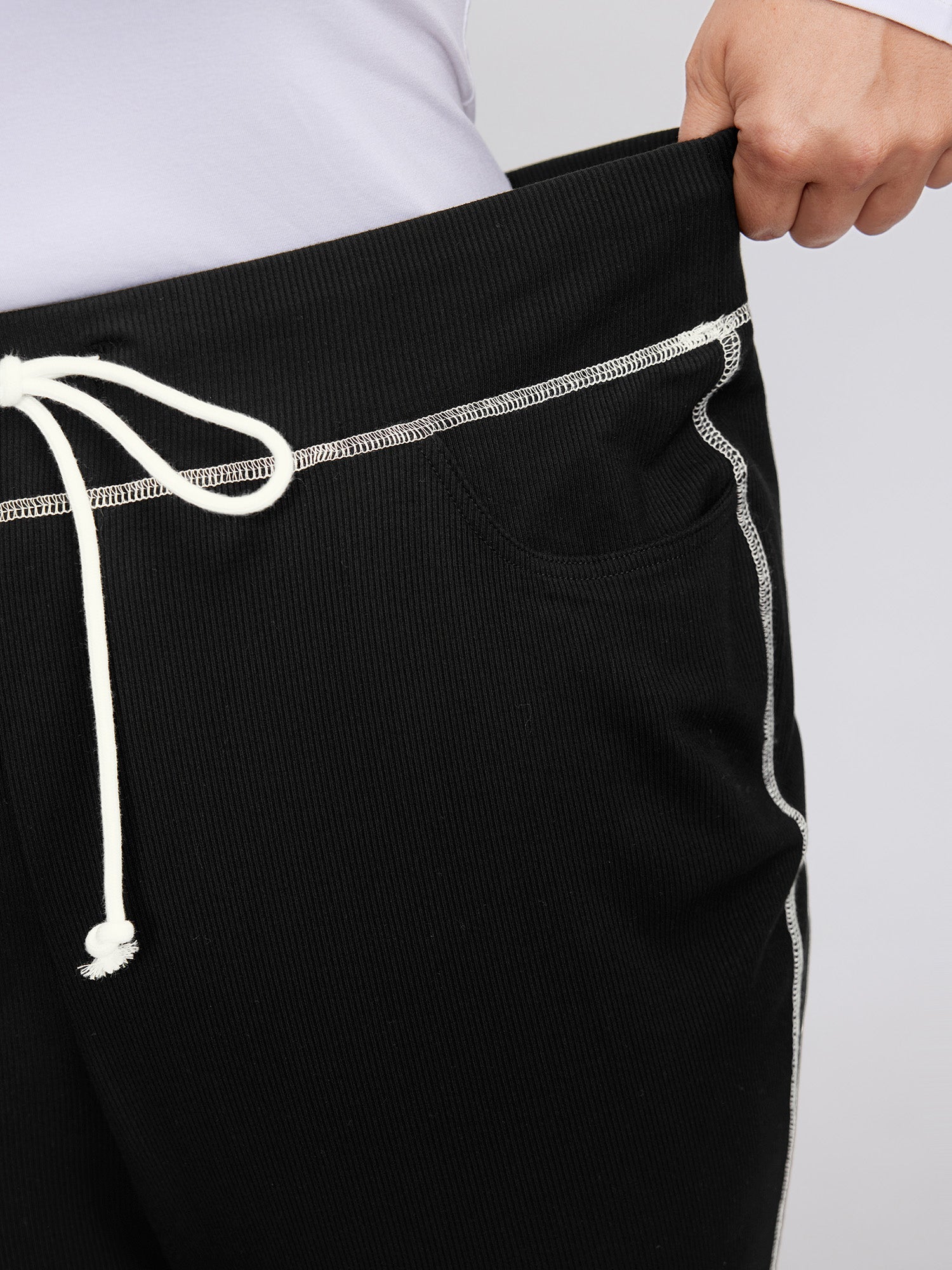 Stretchy Drawstring Waist Flared Pants