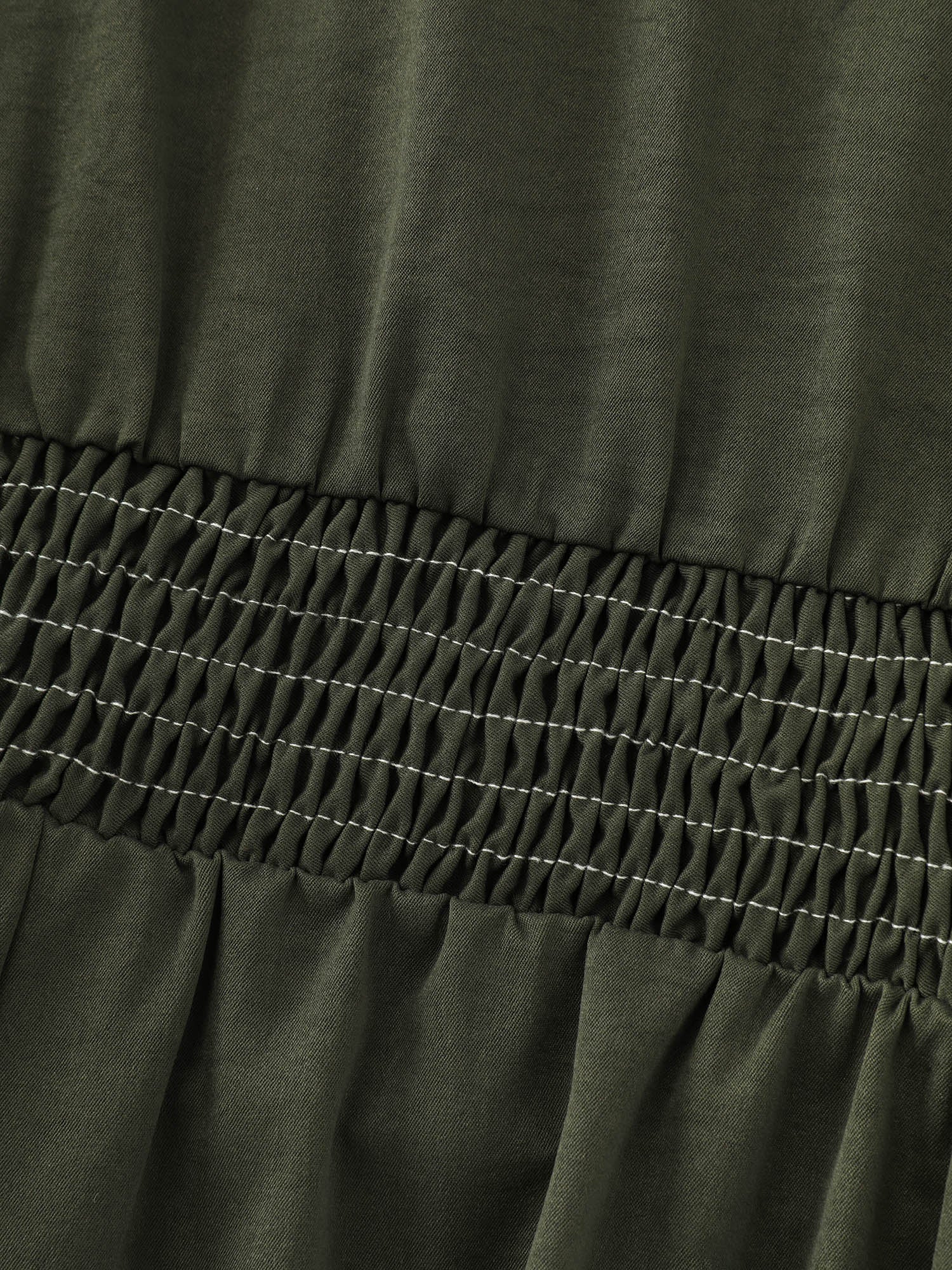 Classic Notched Collar Shirred Midi Dress