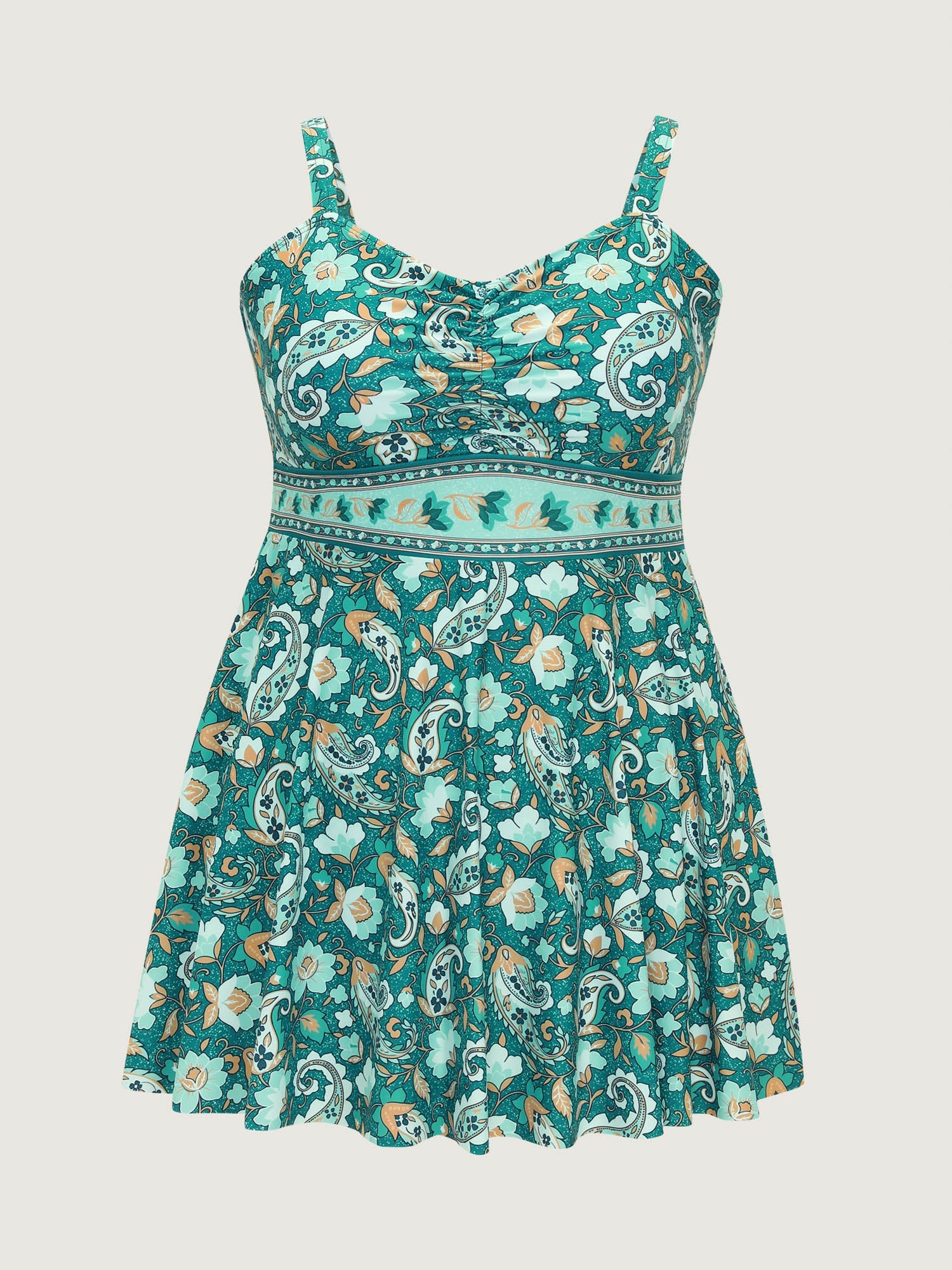 Paisley Print Wide Straps Swim Dress