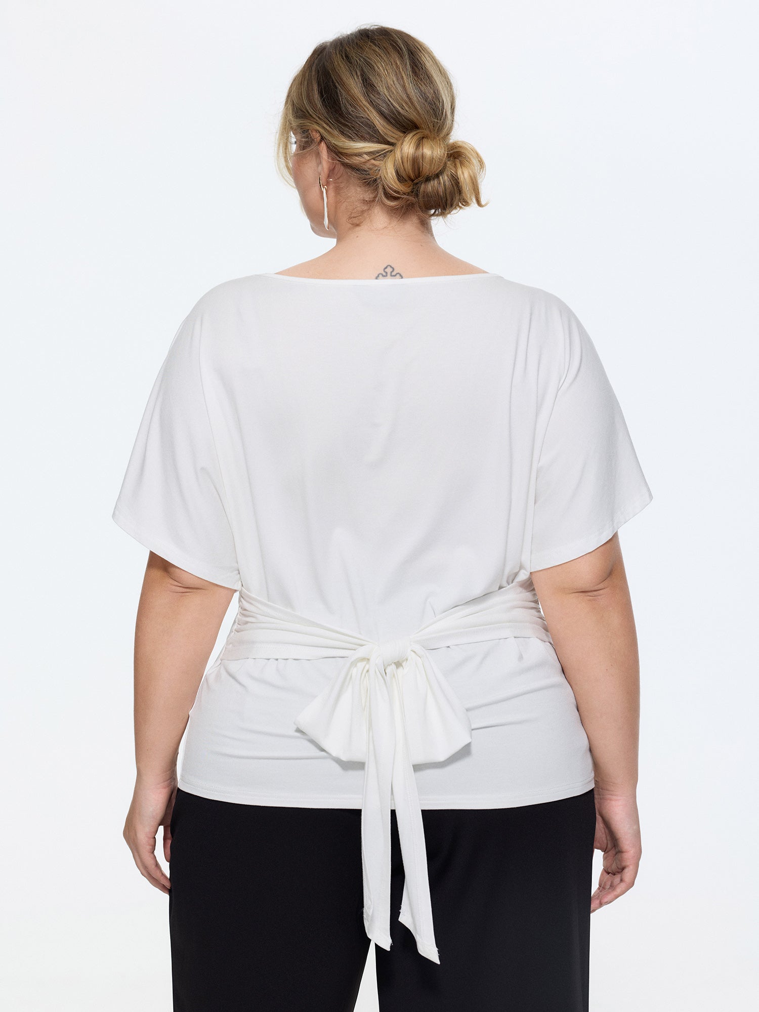 Ruched Adjustable Waist-Tie T-Shirt