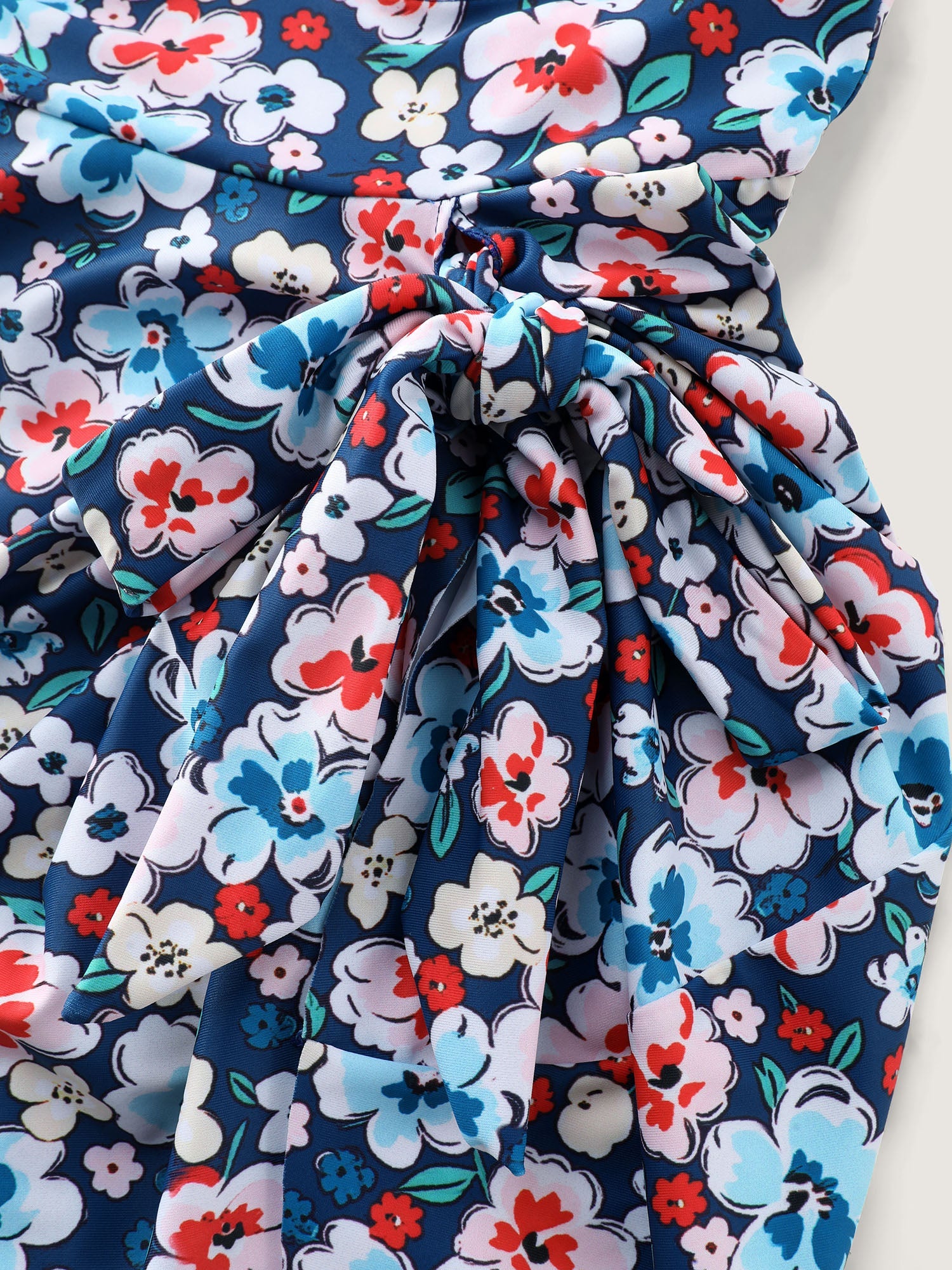 Floral Print Arc Hem Side Tie Swim Dress