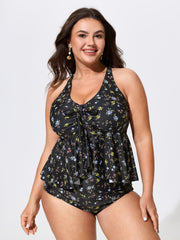 Floral Print High Waisted Swim Bottoms