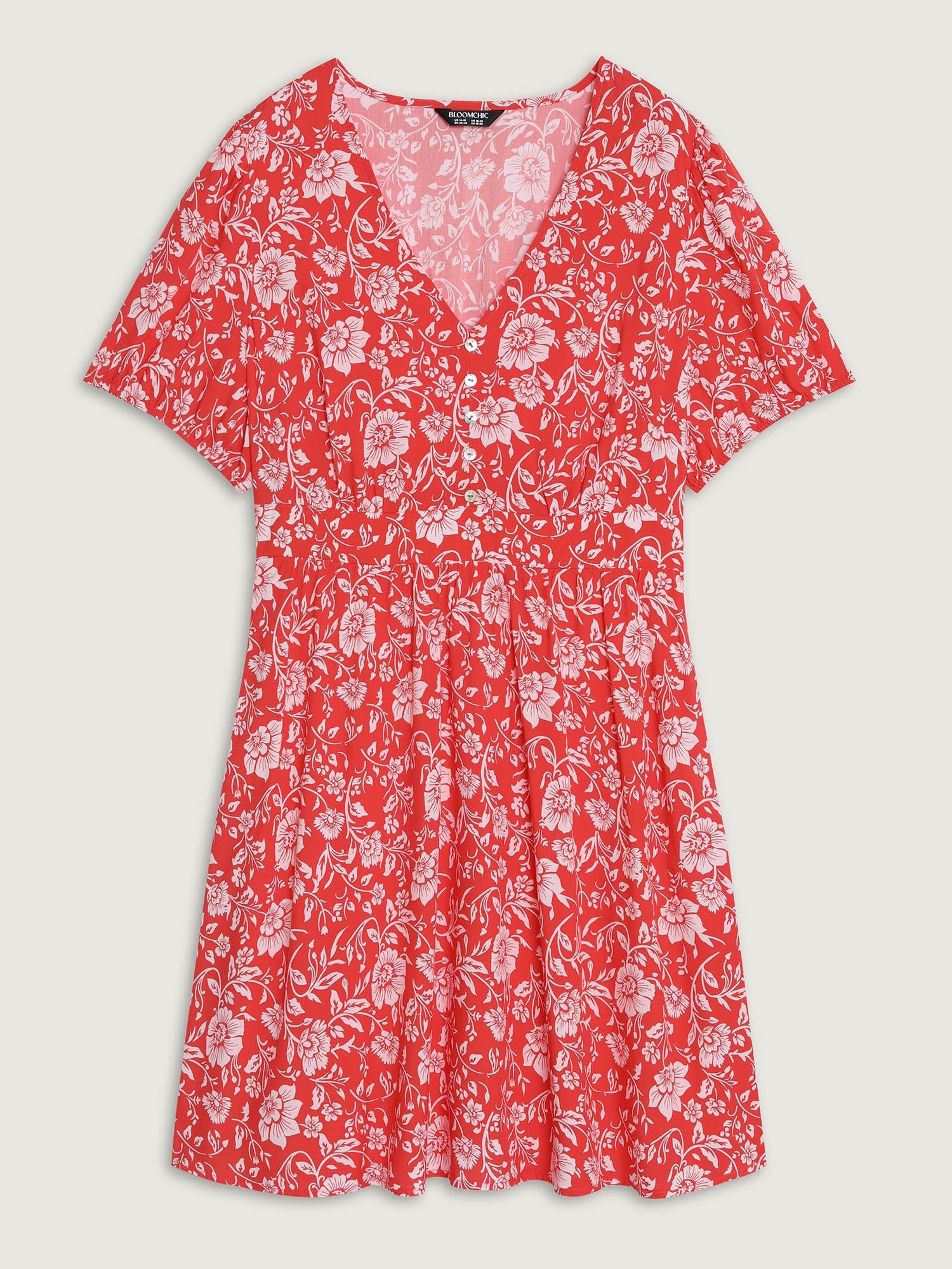 Floral Print Puffy Sleeve Flowy Mini Dress