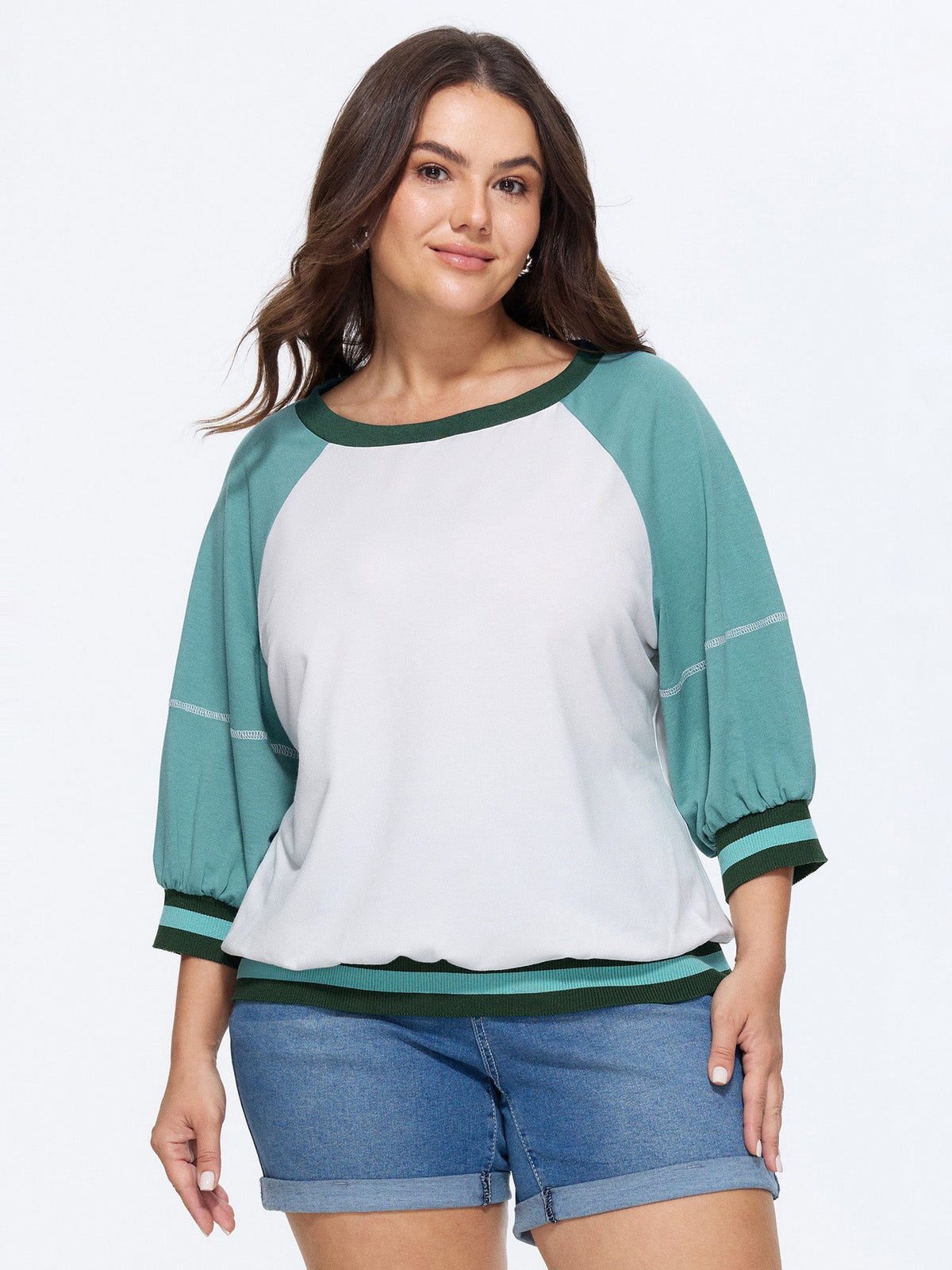 Color Contrast Raglan Sleeve Sweatshirt