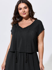 Supersoft Tassel Trim Neckline Knit Top