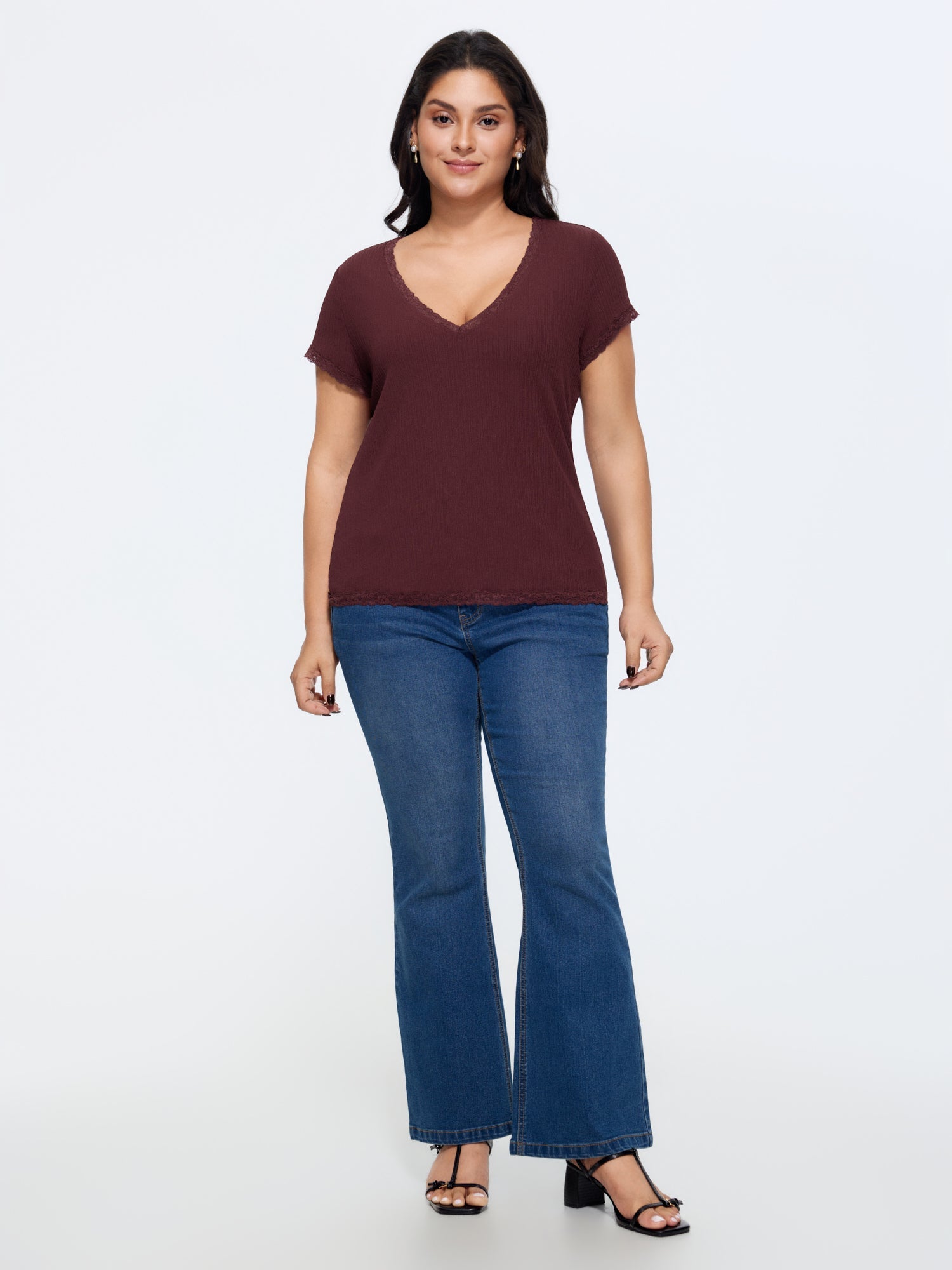 Stretchy V-Neck Fitted T-Shirt