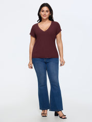Stretchy V-Neck Fitted T-Shirt
