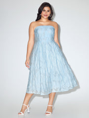 Textured Jacquard Detachable Strap Midi Dress
