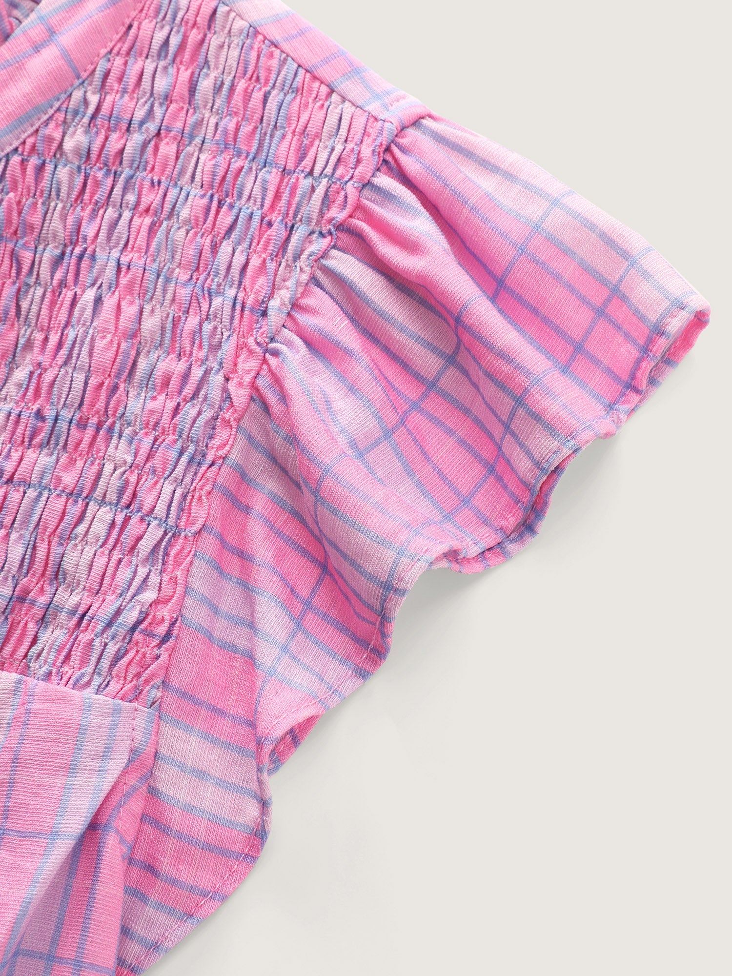 Colorful Striped Print Shirred Neckline Top