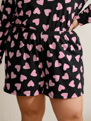 Sweet Hearts Stretchy Waist Knit Loungewear Set