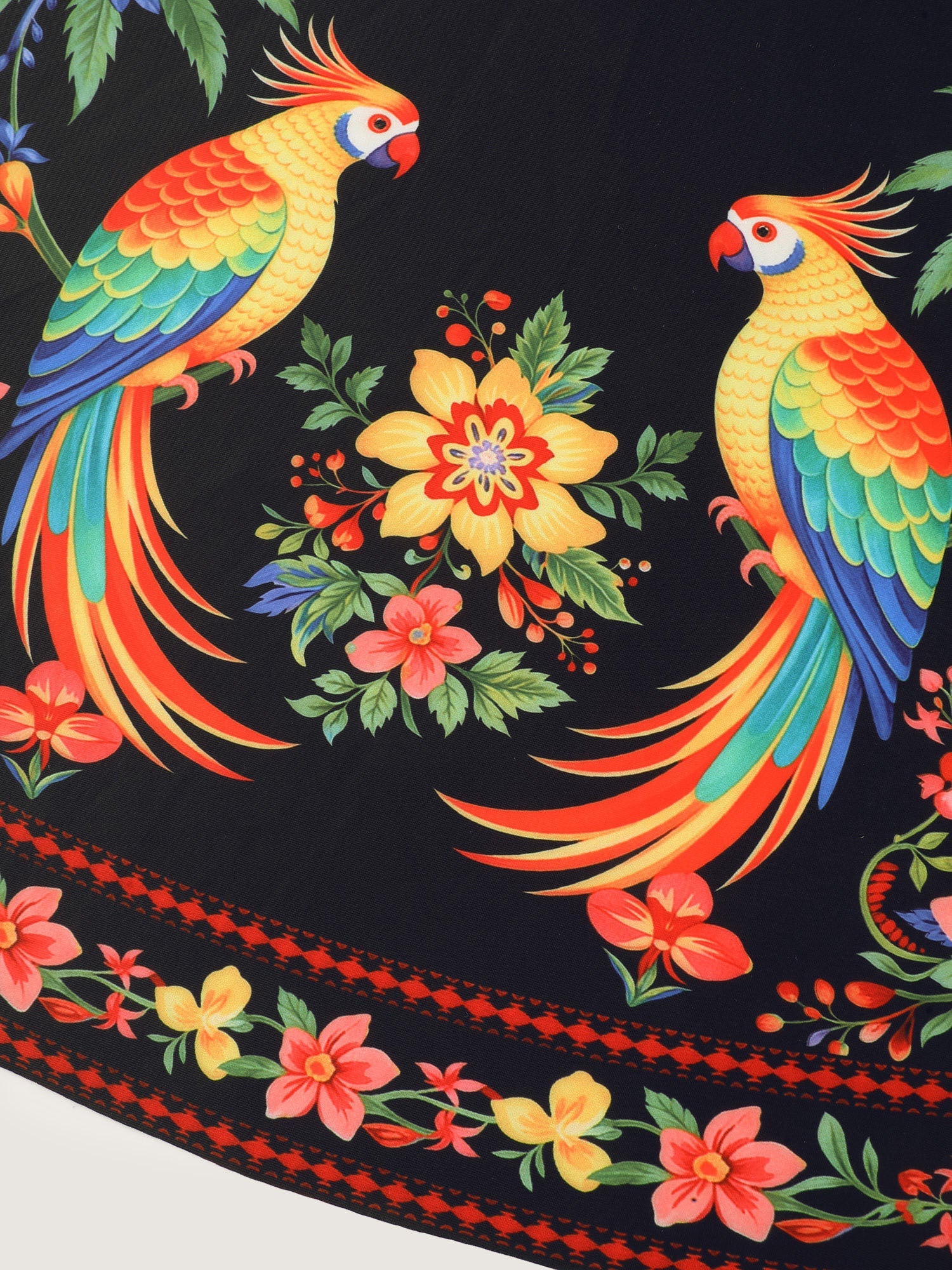 Tropical Floral Print V-Neck Swim Top
