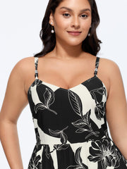 Floral Print Beaded Cami Flowy-Fit Midi Dress