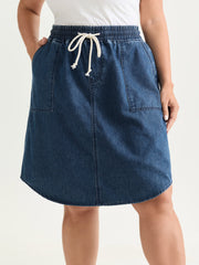 Stretchy Straight-Fit Denim Mini Skirt