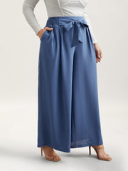 Smocked Waist-Tie Flared Pants