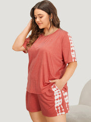 Plain Tie-Dye Round Neck Pajama Top