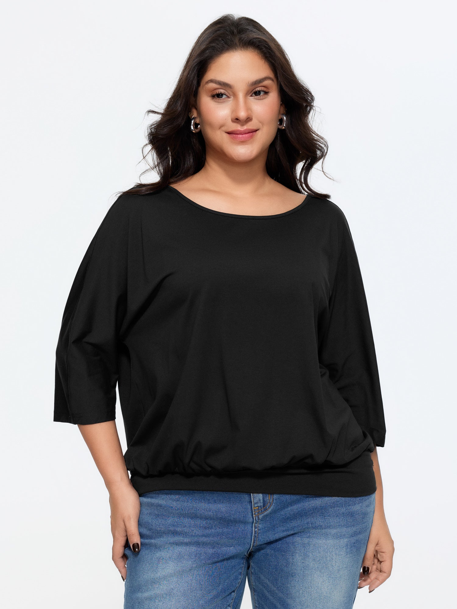 Cotton Back Cut-Out Plain T-Shirt