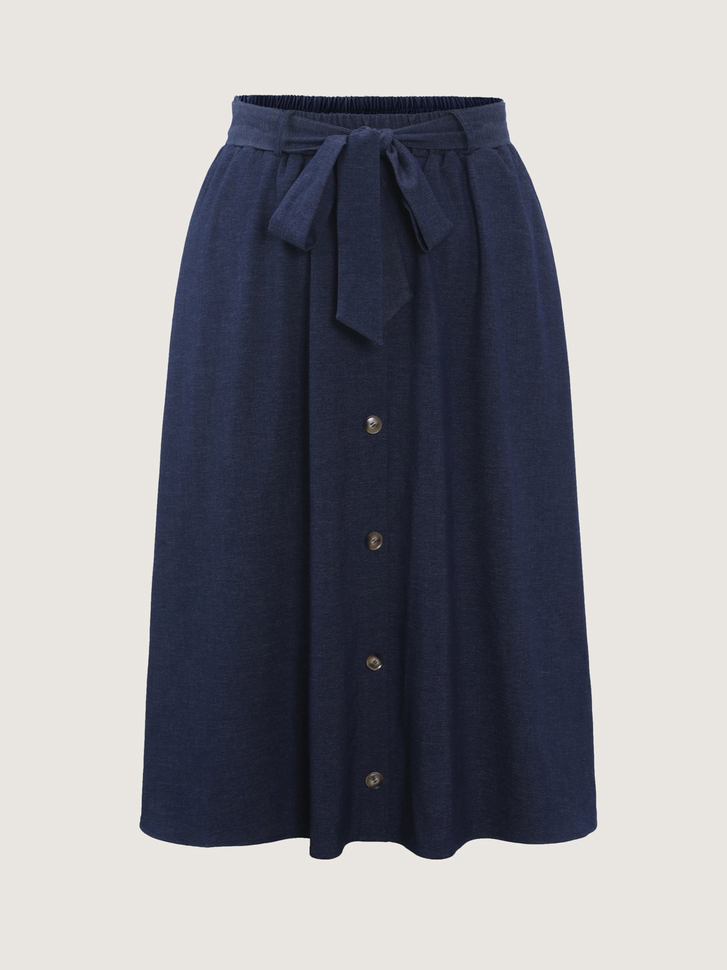 Stretchy Button Detail Waist-Tie Maxi Skirt