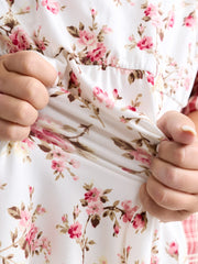 Cute Floral Print Stretchy Knit Top